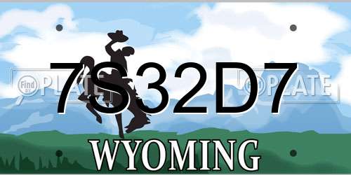 7S32D7 Wyoming License Plate