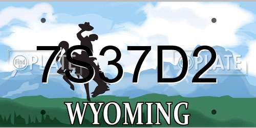 7S37D2 Wyoming License Plate