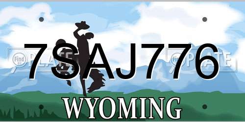 7SAJ776 Wyoming License Plate