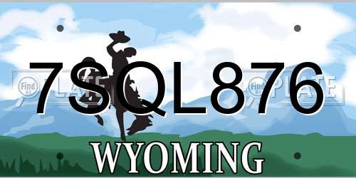 7SQL876 Wyoming License Plate