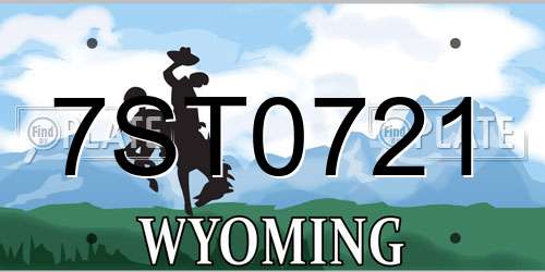 7ST0721 Wyoming License Plate