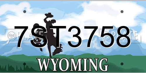 7ST3758 Wyoming License Plate