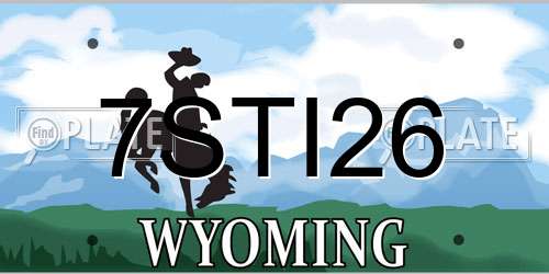 7STI26 Wyoming License Plate