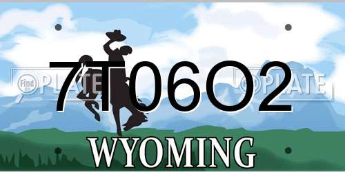 7T06O2 Wyoming License Plate