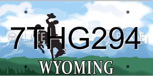 7THG294 Wyoming License Plate