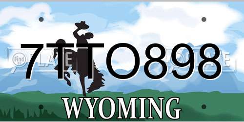 7TTO898 Wyoming License Plate