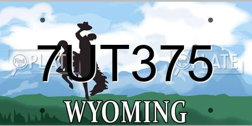 7UT375 Wyoming License Plate