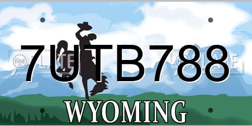 7UTB788 Wyoming License Plate