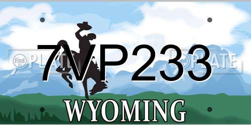 7VP233 Wyoming License Plate