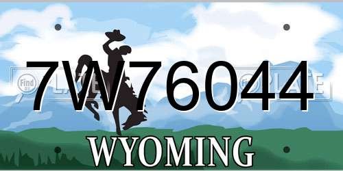 7W76044 Wyoming License Plate