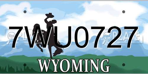 7WU0727 Wyoming License Plate