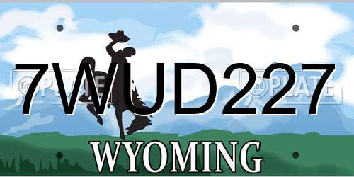 7WUD227 Wyoming License Plate