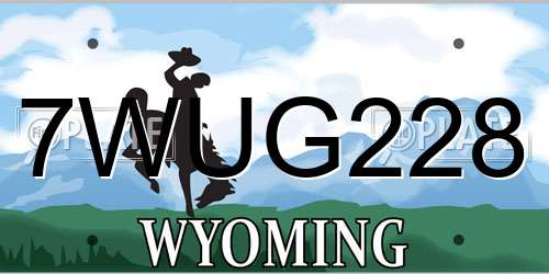 7WUG228 Wyoming License Plate