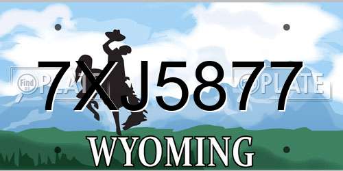 7XJ5877 Wyoming License Plate