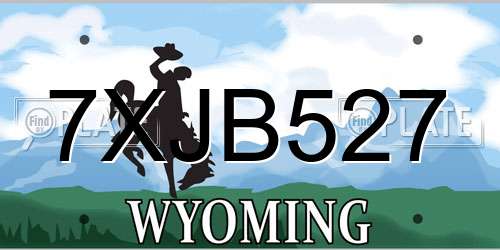 7XJB527 Wyoming License Plate