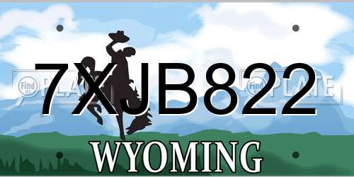 7XJB822 Wyoming License Plate