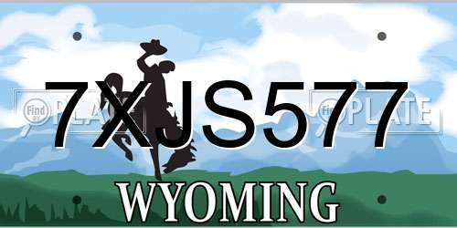 7XJS577 Wyoming License Plate