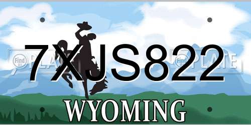 7XJS822 Wyoming License Plate