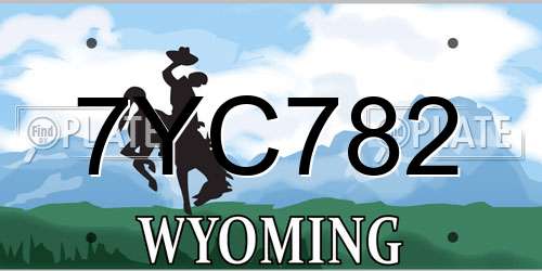 7YC782 Wyoming License Plate