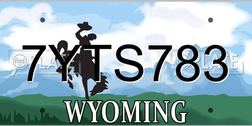 7YTS783 Wyoming License Plate