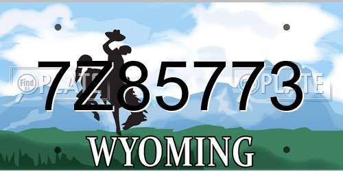 7Z85773 Wyoming License Plate