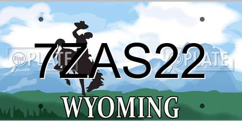 7ZAS22 Wyoming License Plate