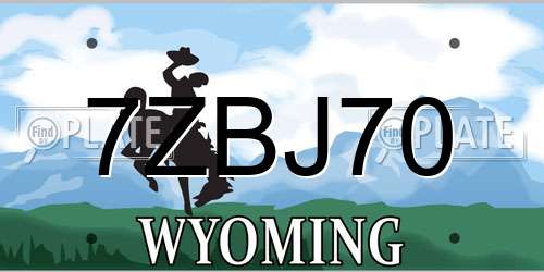 7ZBJ70 Wyoming License Plate