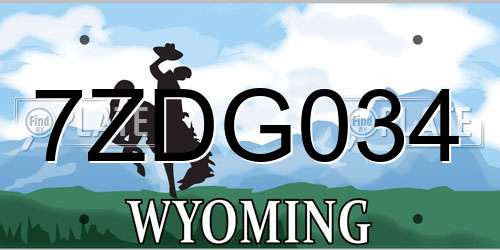 7ZDG034 Wyoming License Plate