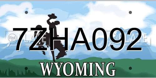 7ZHA092 Wyoming License Plate