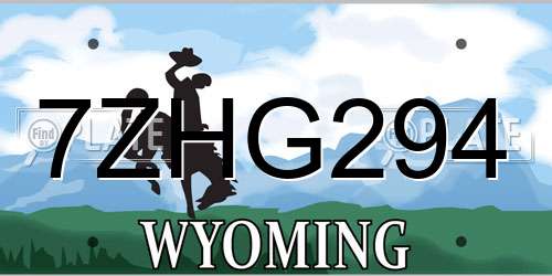 7ZHG294 Wyoming License Plate