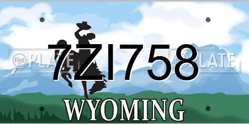 7ZI758 Wyoming License Plate