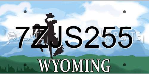7ZJS255 Wyoming License Plate