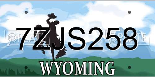 7ZJS258 Wyoming License Plate