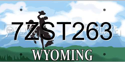 7ZST263 Wyoming License Plate