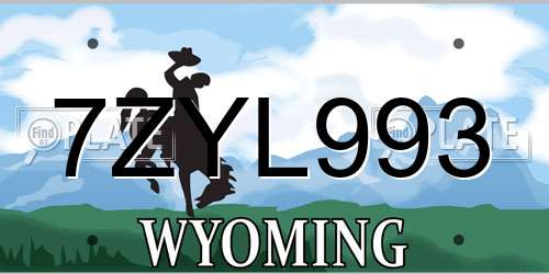 7ZYL993 Wyoming License Plate
