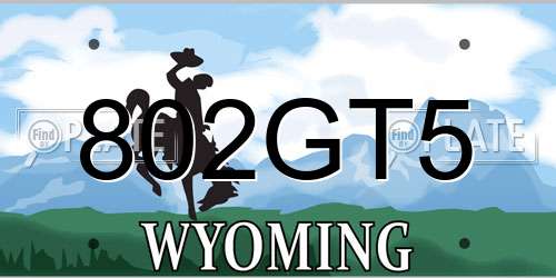 802GT5 Wyoming License Plate