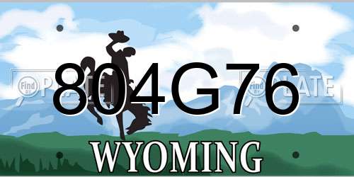 804G76 Wyoming License Plate