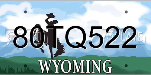 80TQ522 Wyoming License Plate