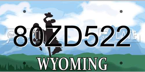 80ZD522 Wyoming License Plate