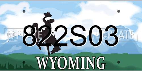 822S03 Wyoming License Plate