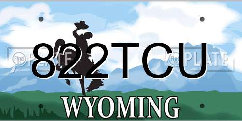 822TCU Wyoming License Plate