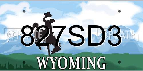 827SD3 Wyoming License Plate
