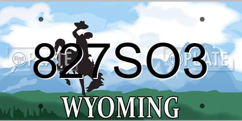 827SO3 Wyoming License Plate