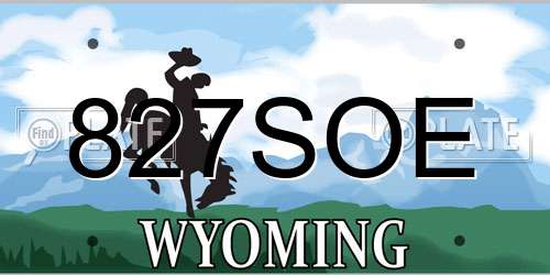 827SOE Wyoming License Plate