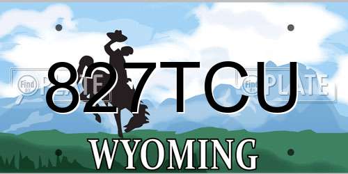 827TCU Wyoming License Plate