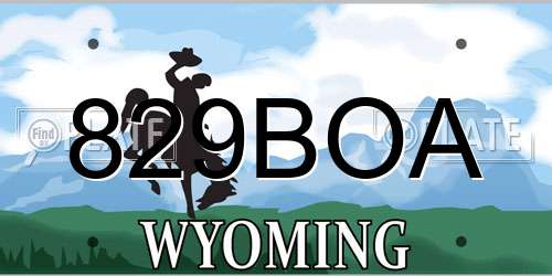 829BOA Wyoming License Plate