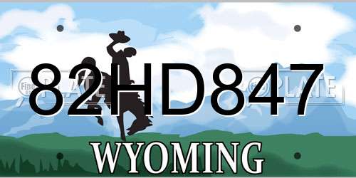 82HD847 Wyoming License Plate