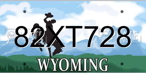82XT728 Wyoming License Plate