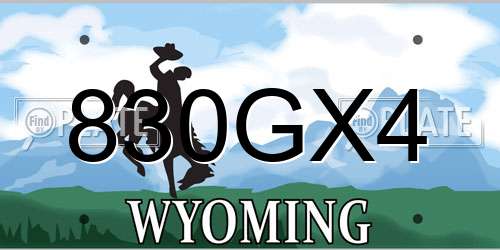 830GX4 Wyoming License Plate