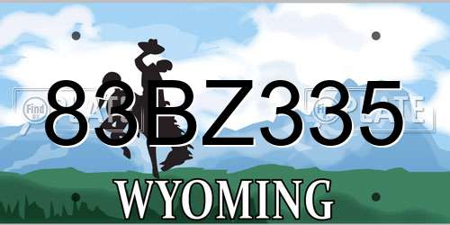 83BZ335 Wyoming License Plate